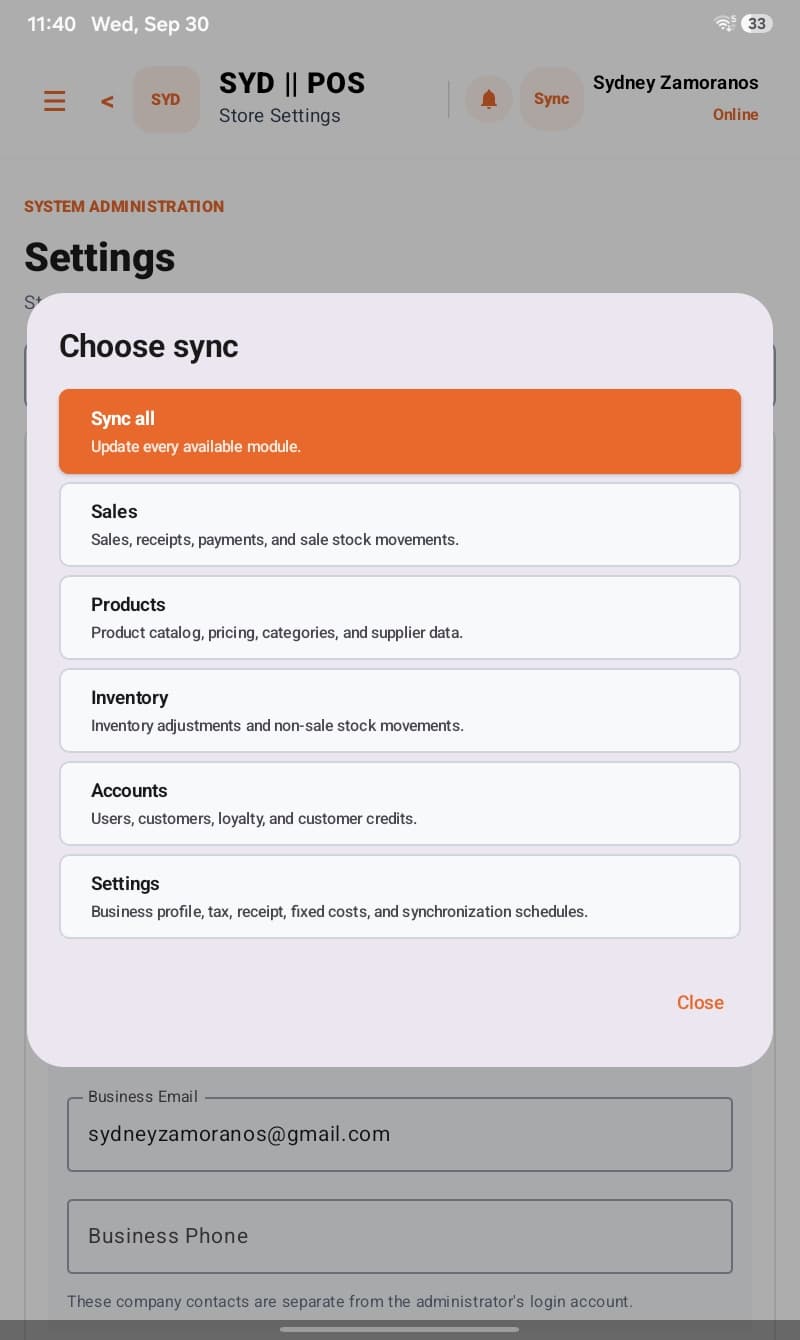 Offline sales waiting to sync